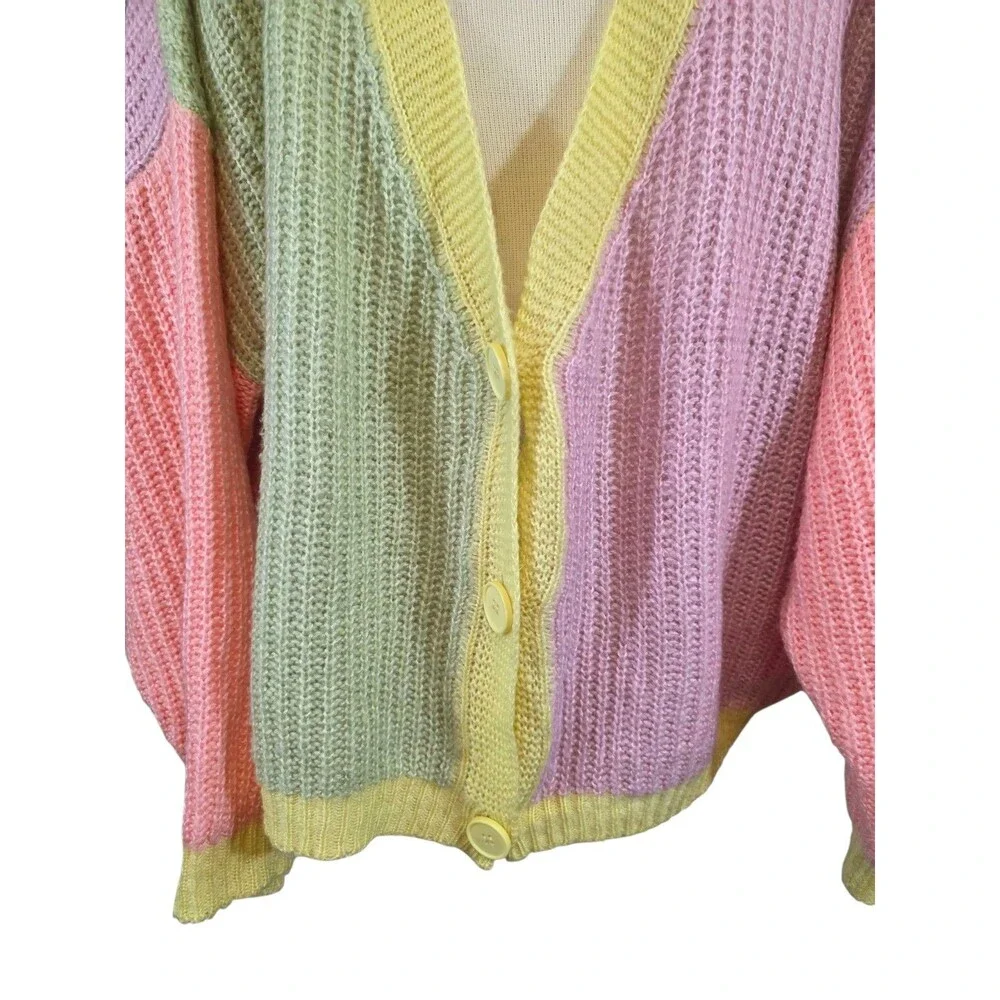 Princess Polly Sweater Women L/XL Purple Colorblock Naomi Cardigan Multi Knit - Picture 5 of 8